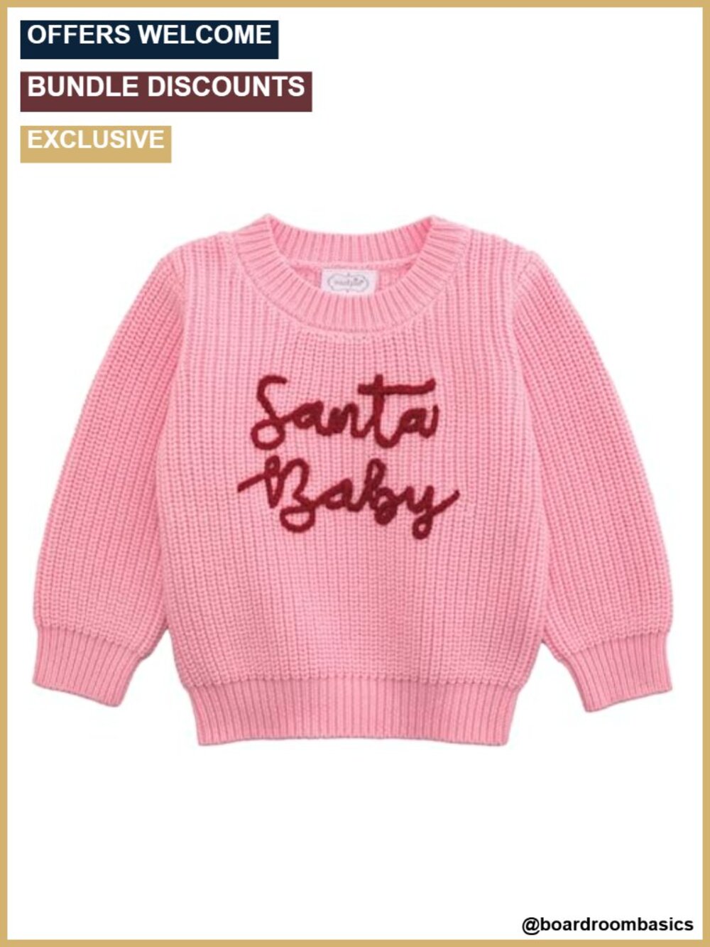 Girls Christmas Santa Knit Sweater One Piece Cotton Long Sleeve